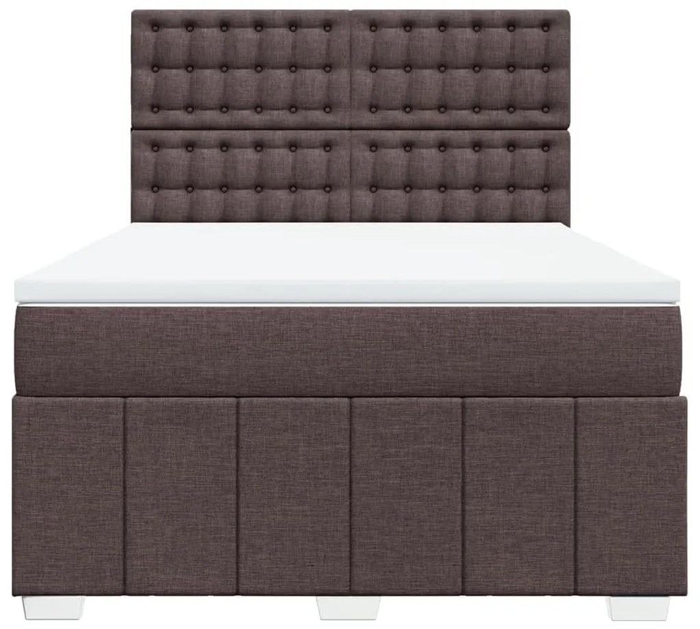 Κρεβάτι Boxspring με Στρώμα Σκούρο Καφέ 140x200 εκ Υφασμάτινο - Καφέ