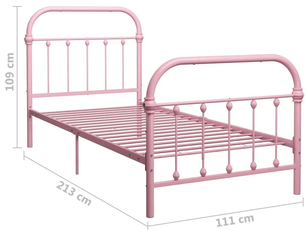 Πλαίσιο Κρεβατιού Ροζ 100 x 200 εκ. Μεταλλικό - Ροζ