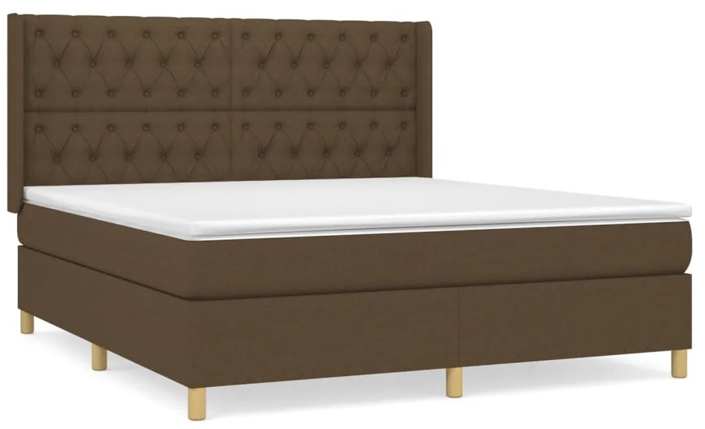 Κρεβάτι Boxspring με Στρώμα Σκούρο Καφέ 160x200 εκ Υφασμάτινο - Καφέ