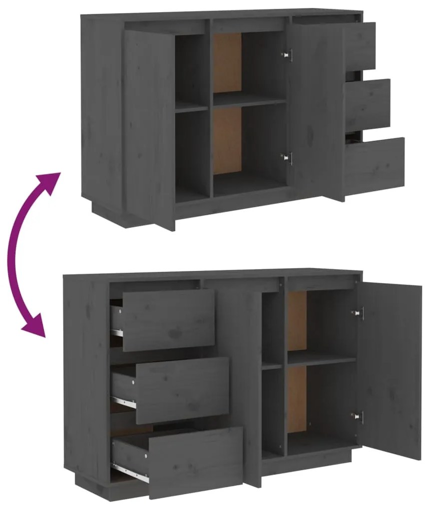 vidaXL Συρταριέρα Γκρι 111x34x75 εκ. από Μασίφ Ξύλο Πεύκου