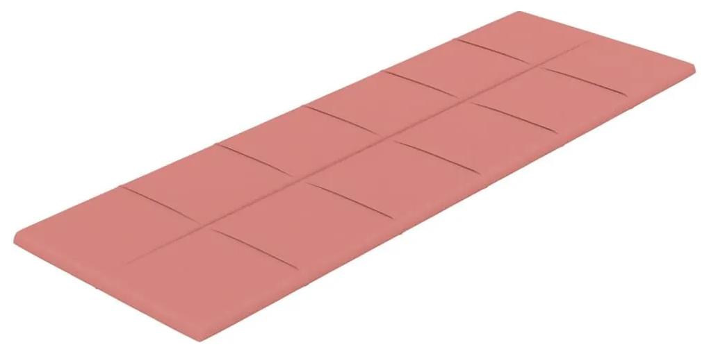Πάνελ Τοίχου 12 τεμ. Ροζ 90 x 30 εκ. 3,24 μ² Βελούδινα - Ροζ