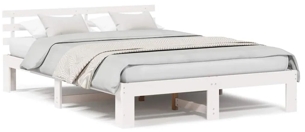 vidaXL Σκελετός Κρεβατιού Λευκό 150 x 200 cm Μασίφ ξύλο πεύκου