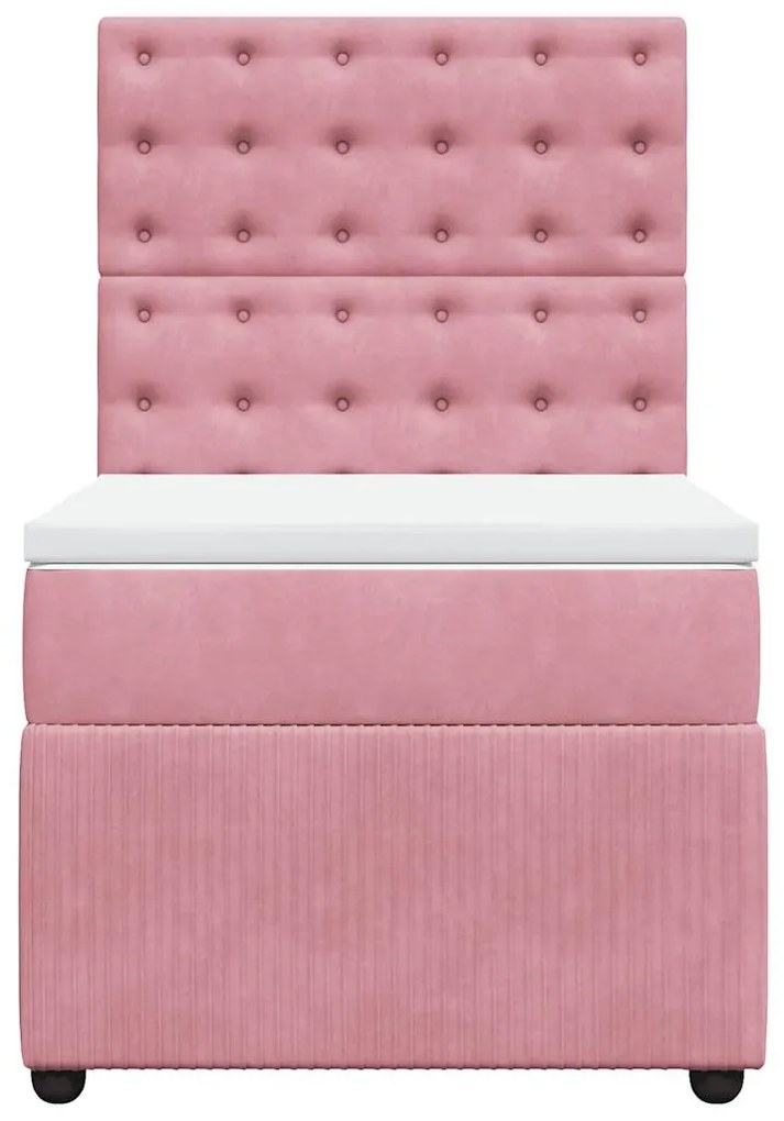 vidaXL Κρεβάτι Boxspring με Στρώμα Ροζ 80 x 200 εκ. Βελούδινο