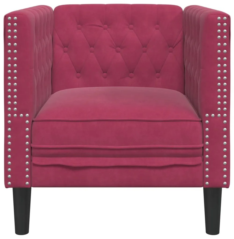 vidaXL Πολυθρόνα Chesterfield Μπορντό Βελούδινη