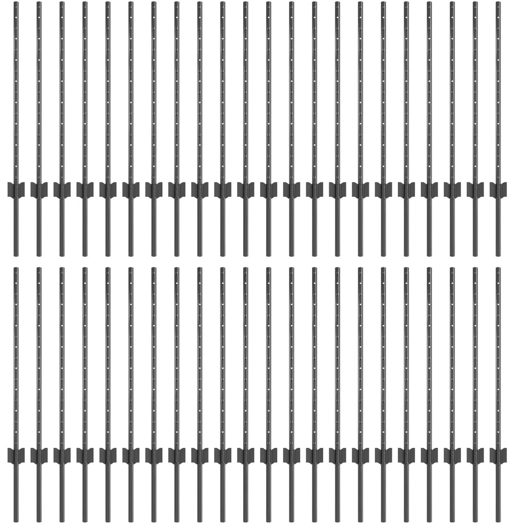 vidaXL Ασημένιοι Πόλοι Φράχτη 44 pcs Γκρι 100 x 0.8 μ Ατσάλι