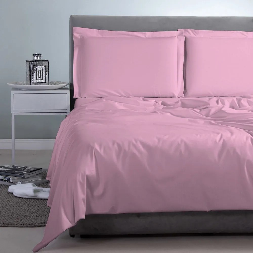 Σεντόνια Satin Plain (Σετ 4τμχ) Light Pink Aslanis Home King Size 260x265cm 100% Βαμβακοσατέν