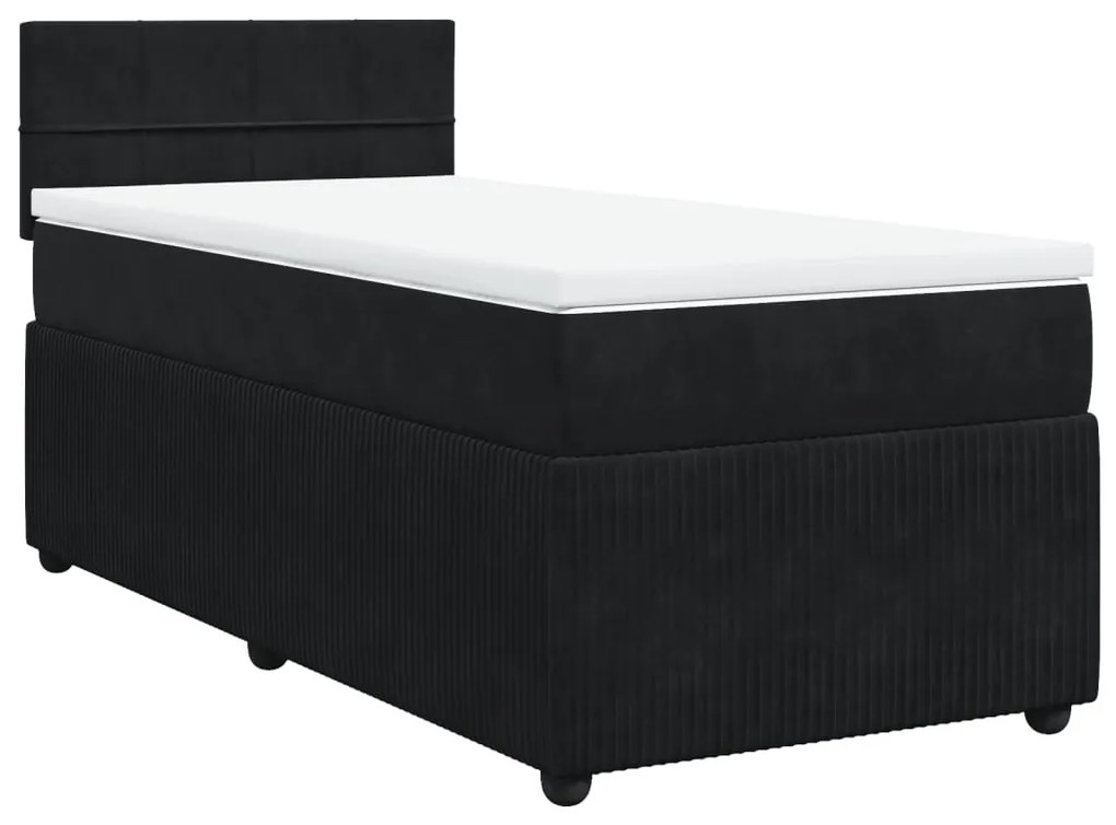 vidaXL Κρεβάτι Boxspring με Στρώμα Μαύρο 100x200 εκ. Βελούδινο