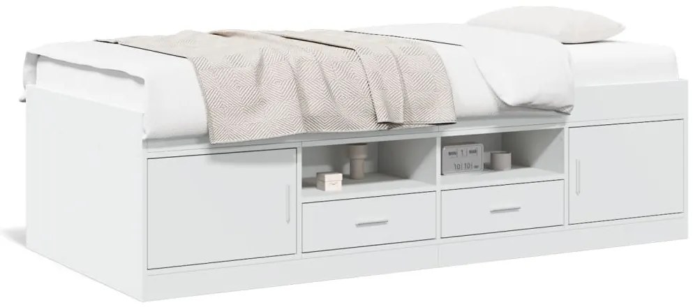 vidaXL Καναπές Κρεβάτι με Συρτάρια Χωρίς Στρώμα Λευκός 90x200 εκ.