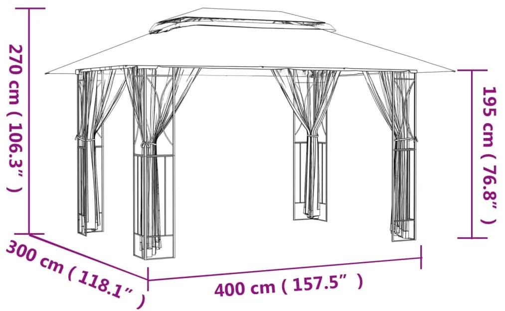 ΚΙΟΣΚΙ ΜΕ ΠΛΕΥΡΙΚΑ ΤΟΙΧΩΜΑΤΑ ΑΝΘΡΑΚΙ 400X300X270 ΕΚ. ΑΠΟ ΑΤΣΑΛΙ 360144