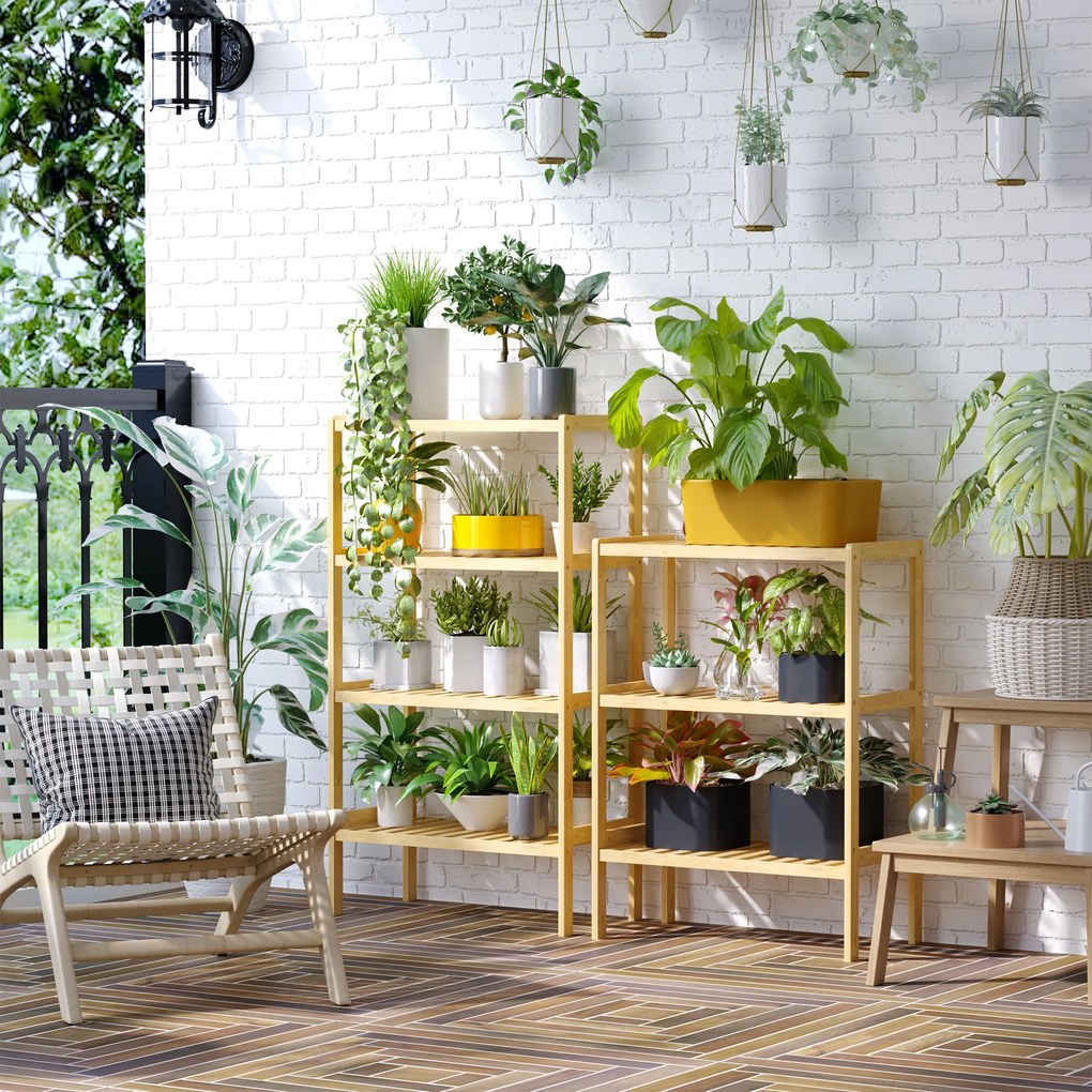 HOMCOM Ράφι από μπαμπού με 3 ράφια, μπαμπού, 62 cm x 33 cm x 80 cm, φυσικό χρώμα