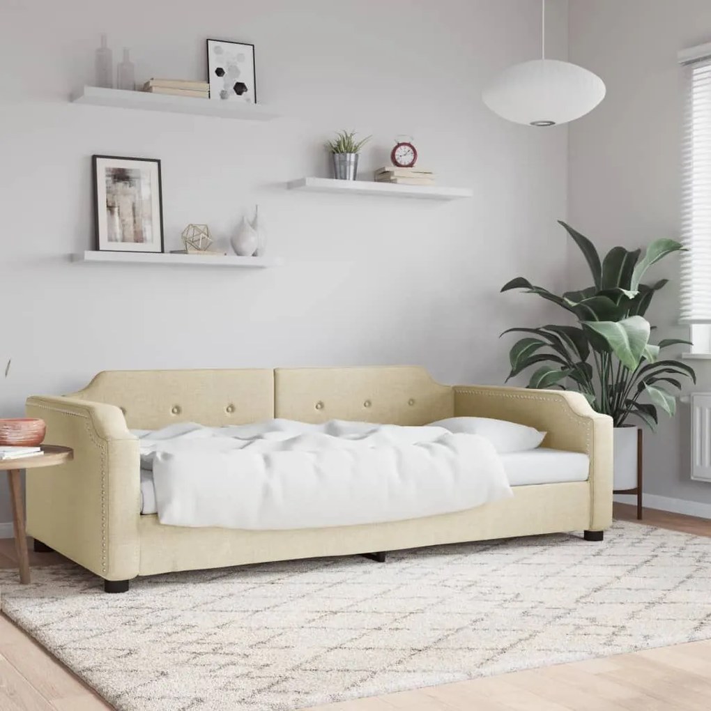 Καναπές Κρεβάτι Κρεμ 100 x 200 εκ. Υφασμάτινος - Κρεμ
