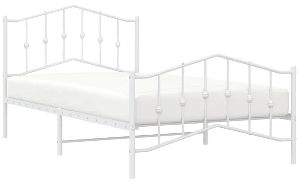 vidaXL Πλαίσιο Κρεβατιού με Κεφαλάρι/Ποδαρικό Λευκό 100x200εκ. Μέταλλο