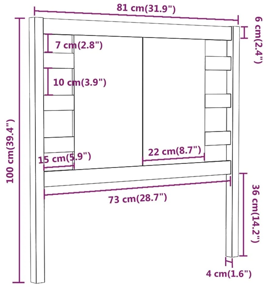 vidaXL Κεφαλάρι Μελί 81 x 4 x 100 εκ. από Μασίφ Ξύλο Πεύκου