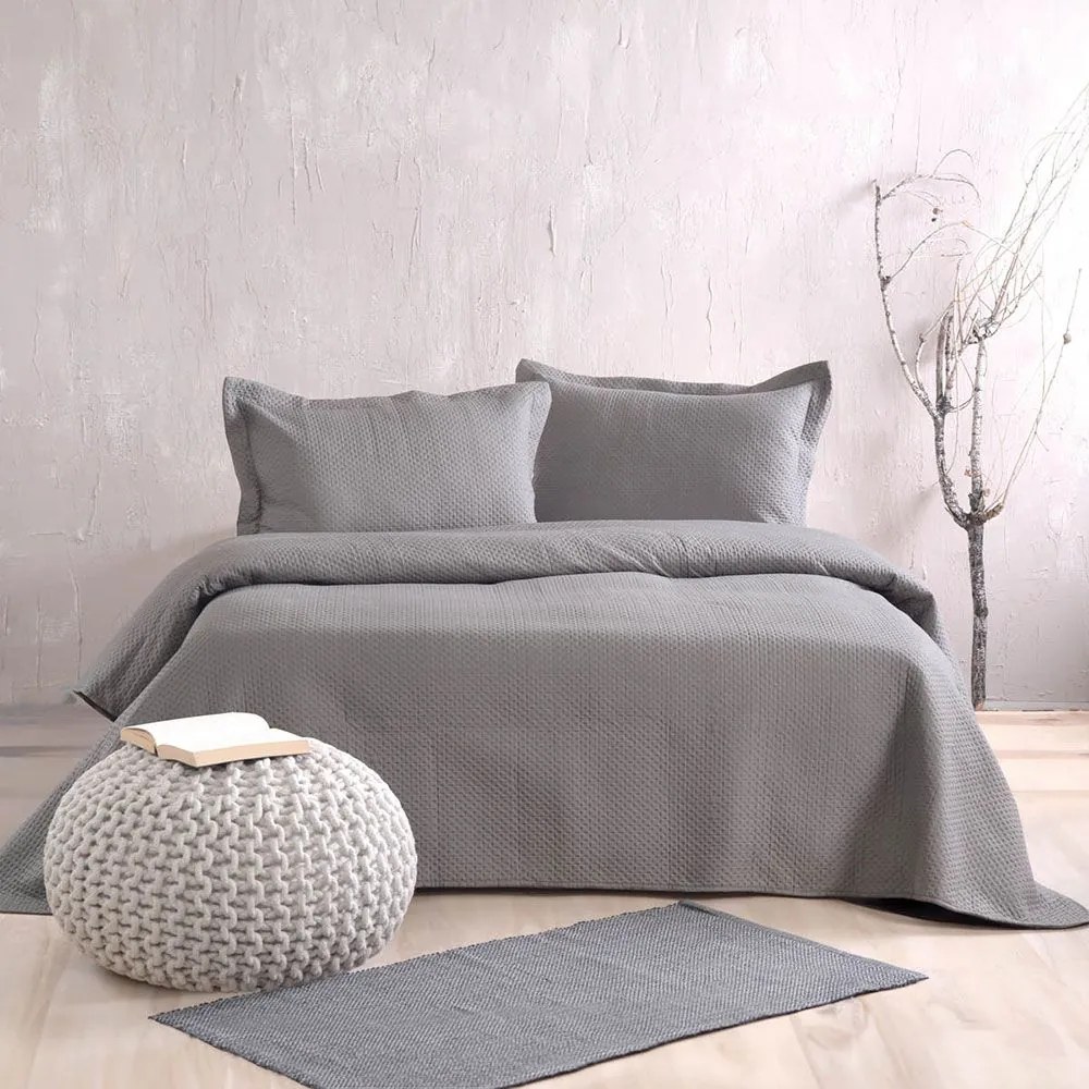 Κουβερλί Allure 01 (Σετ 3τμχ) Grey Ρυθμός Υπέρδιπλo 220x240cm Microfiber