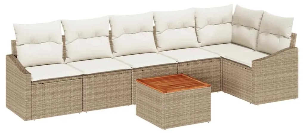 vidaXL Σετ Καναπέ Κήπου με μαξιλάρι 7 pcs Μπεζ συνθετικό ρατάν