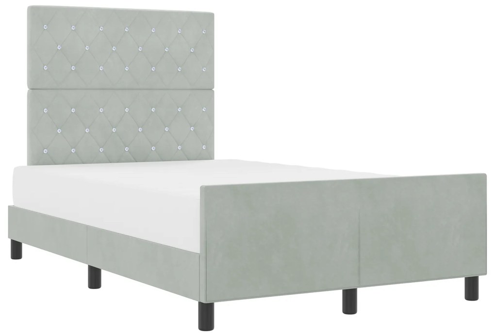 vidaXL Κρεβάτι Φωτεινό Γκρι 120x200 cm Βελούδο