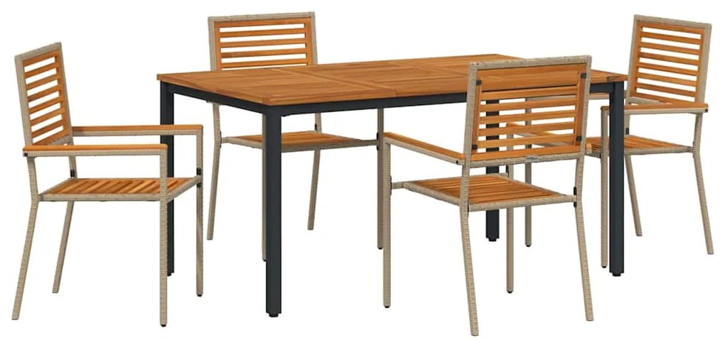 vidaXL Σέτ φαγητού για κήπο 4 pcs Μπεζ 150 x 90 x 75 cm