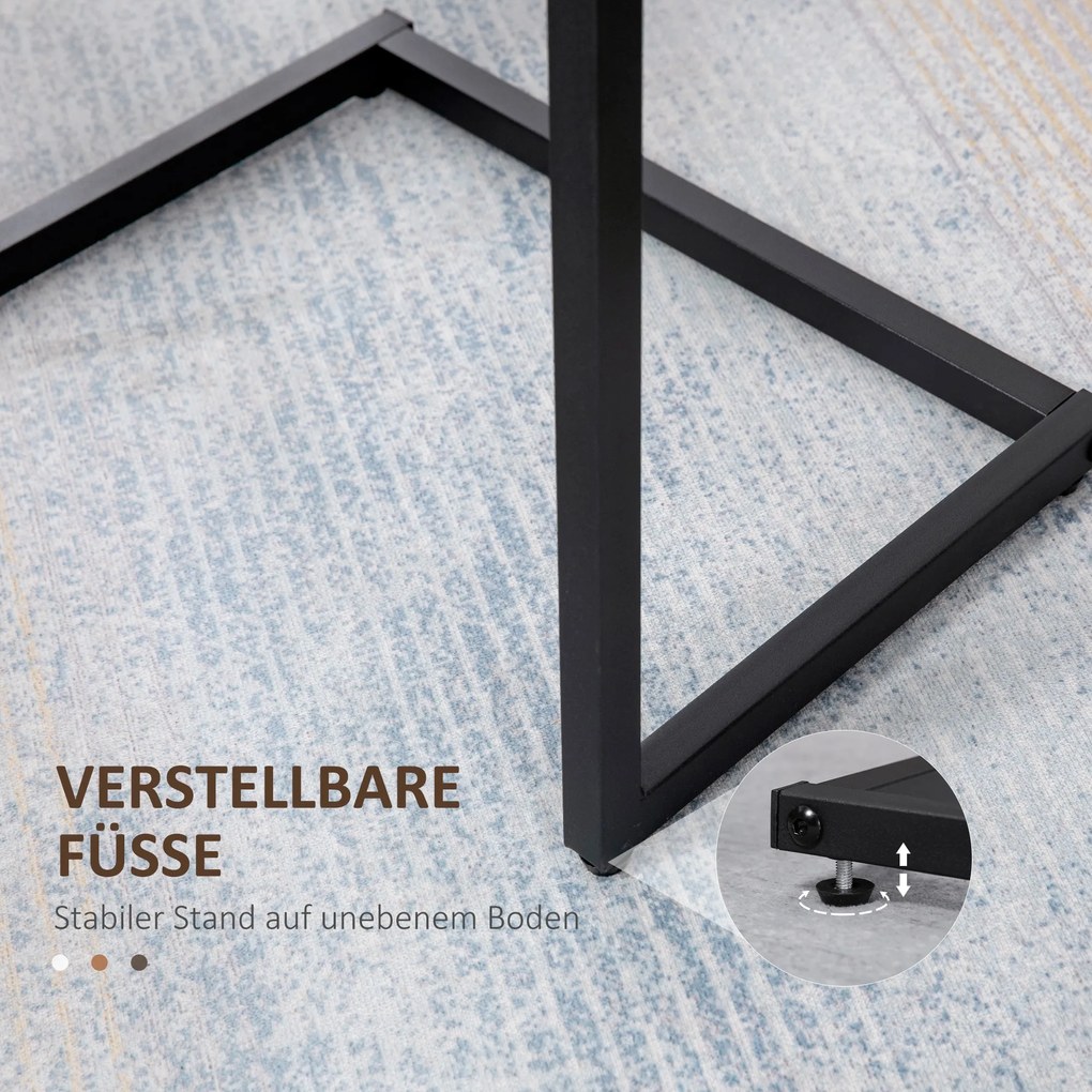 HOMCOM σετ τραπεζάκια, βοηθητικά τραπέζια, σετ 3 τεμαχίων, Industrial Design, ατσάλινο πλαίσιο, καφέ+μαύρο, 45 x 30 x 60cm