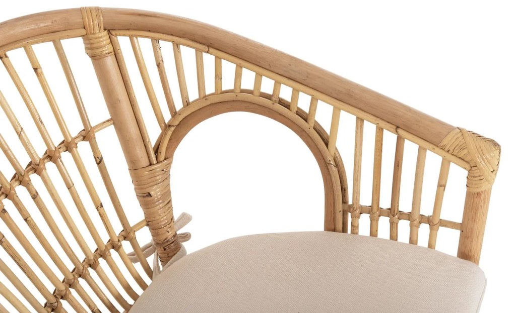 Καρέκλα - Πολυθρόνα DAMPAR C9929.04 Φυσικό Rattan με Λευκό Μαξιλάρι 59x61x80Υεκ. 59x61x80 εκ.