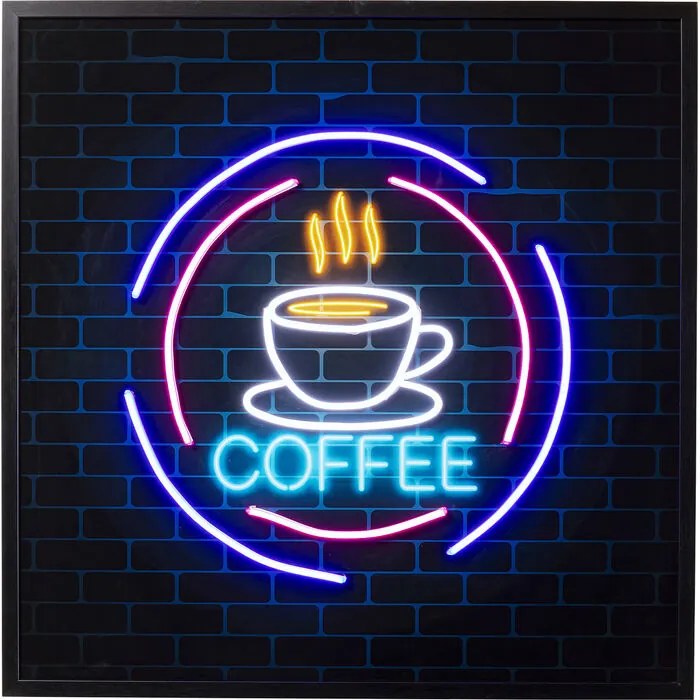 Πίνακας Γυάλινος Coffee Μαύρο LED 80x3.5x80εκ. - Μαύρο