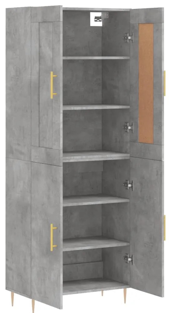 vidaXL Ντουλάπι Γκρι Σκυροδέματος 69,5x34x180 εκ. Επεξεργασμένο Ξύλο