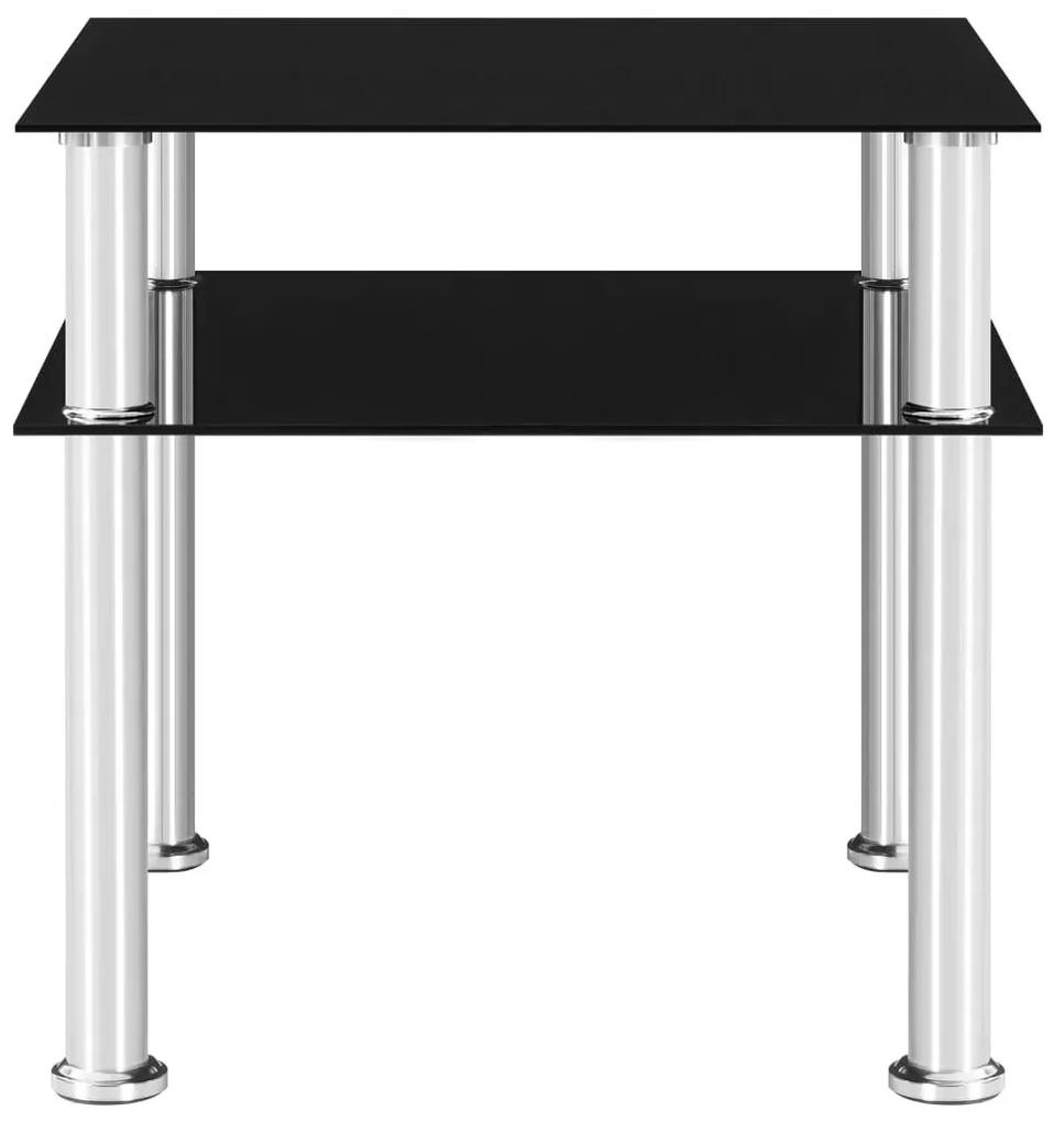 Τραπέζι Βοηθητικό Μαύρο 45 x 50 x 45 εκ. από Ψημένο Γυαλί - Μαύρο