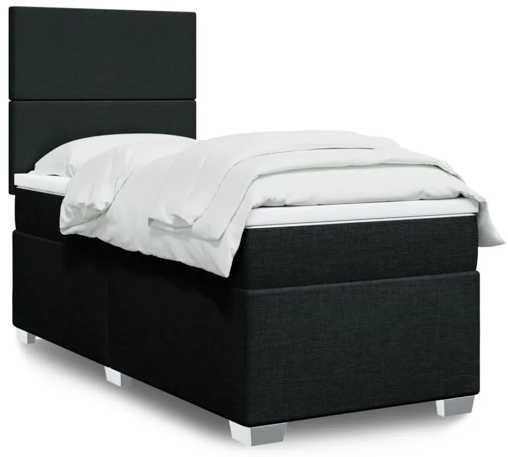 vidaXL Κρεβάτι Boxspring με Στρώμα Μαύρο 80 x 200 εκ. Υφασμάτινο