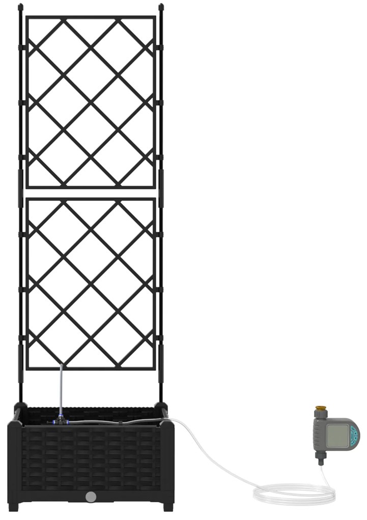 vidaXL Γλάστρες Κήπου 1 τεμ Καφασωτό Μαύρο 40 x 40 x 126 cm Πλαστικό