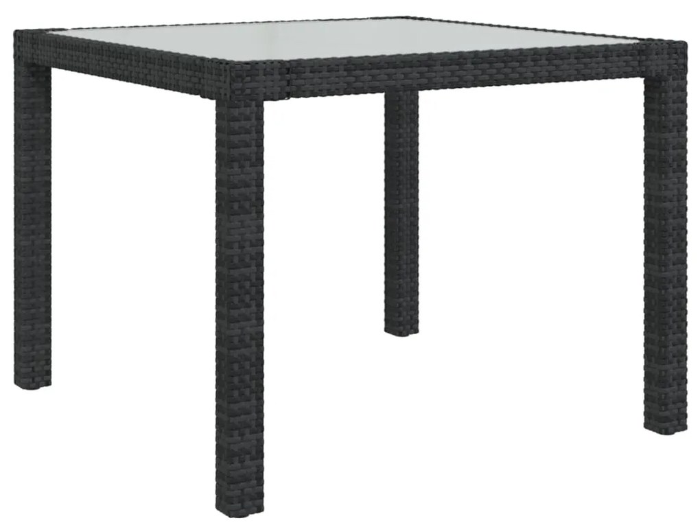 vidaXL Τραπέζι Κήπου Μαύρο 90x90x75εκ από Ψημένο Γυαλί/Συνθετικό Ρατάν