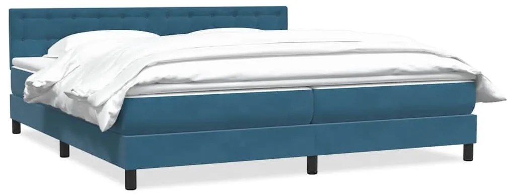 Κρεβάτι Boxspring με Στρώμα Σκούρο Μπλε 180x210 εκ. Βελούδινο - Μπλε