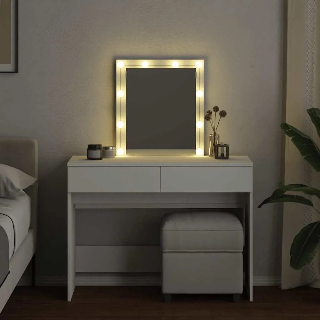 vidaXL Μπουντουάρ με LED Λευκό 100x40x130 εκ.