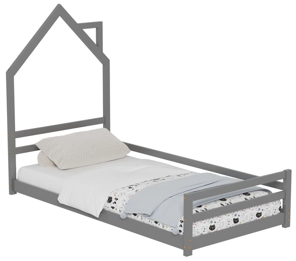 ΚΡΕΒΑΤΙ ΠΑΙΔΙΚΟ HOUSER HM676.05 τ.MONTESSORI ΞΥΛΟ ΠΕΥΚΟ ΓΚΡΙ- 190x90εκ Μονό