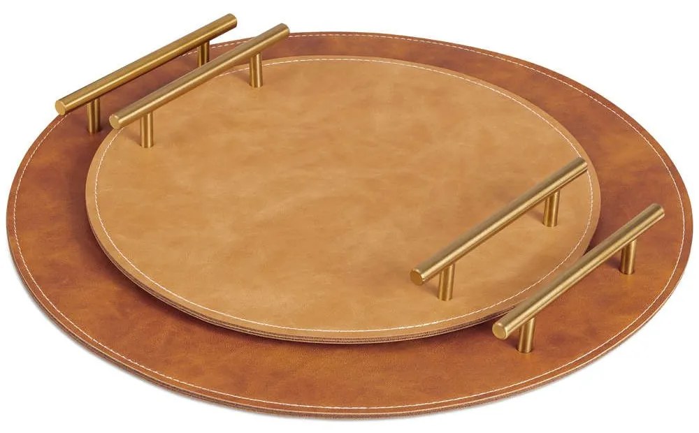 Δίσκος Σερβιρίσματος (Σετ 2Τμχ.) 53514.02.05 Φ40+Φ30cm Brown Navaris Metal, Technoderma