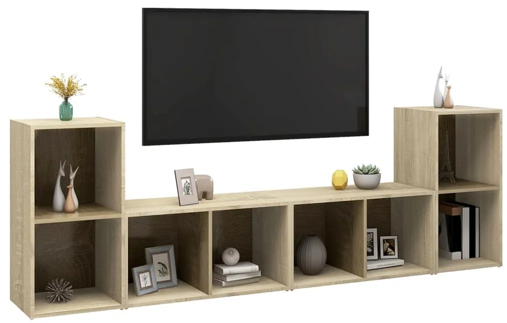 vidaXL Έπιπλα Τηλεόρασης 4 τεμ Sonoma Δρυς 72x35x36,5εκ Επεξ. Ξύλο