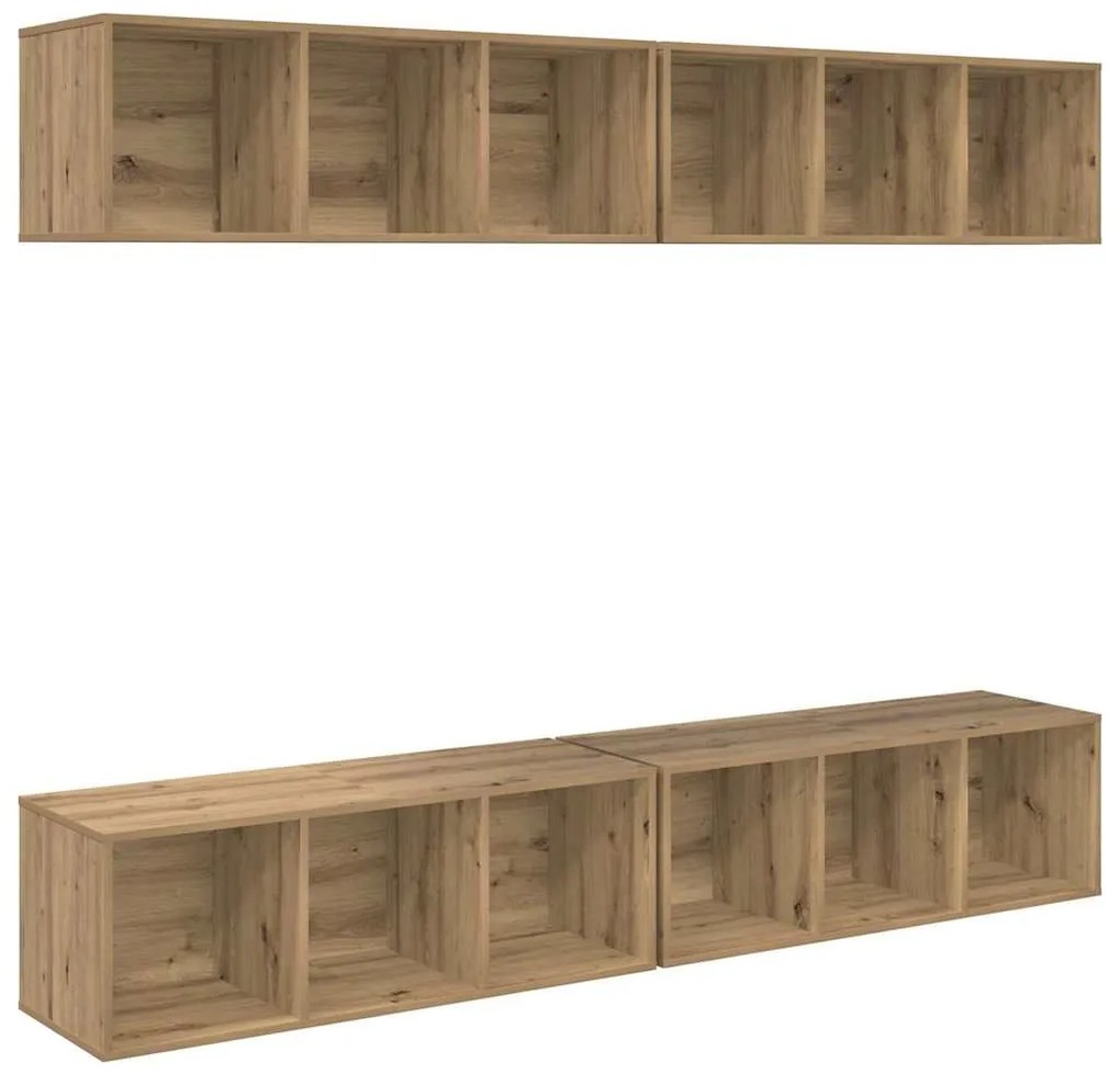 vidaXL Τηλεοπτική Κάβα Τοίχου 4 pcs artisan δρυς 37 x 37 x 107.5 εκ