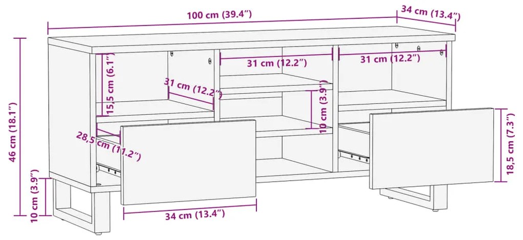 ΈΠΙΠΛΟ ΤΗΛΕΟΡΑΣΗΣ ΚΑΦΕ 100X34X46 ΕΚ. ΜΑΣΙΦ ΞΥΛΟ ΜΑΝΓΚΟ 377526