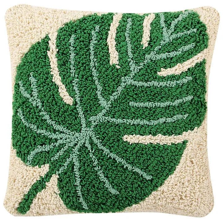 Μαξιλάρι Διακοσμητικό (Με Γέμιση) Monstera LOR-SC-MONSTERA Λευκό-Πράσινο Lorena Canals 38Χ38 100% Cotton