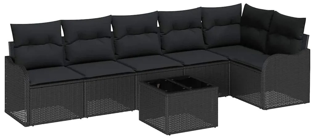 vidaXL Σετ Καναπέ Κήπου με μαξιλάρι 7 pcs Μπεζ Πολυ ράταν