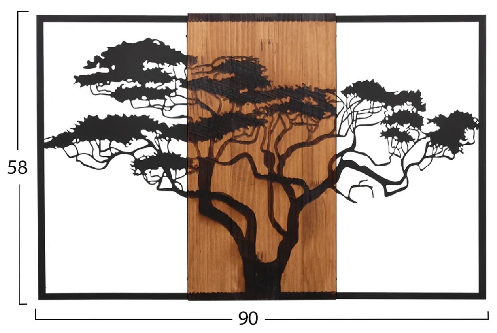 ΔΙΑΚΟΣΜΗΤΙΚΟ ΤΟΙΧΟΥ ΔΕΝΤΡΟ ΣΕ ΚΟΡΝΙΖΑ HM4650-ΦΥΛΛΑ ΜΕΤΑΛΛΟΥ-ΞΥΛΟ 90x3(βάθος)x58Υεκ.