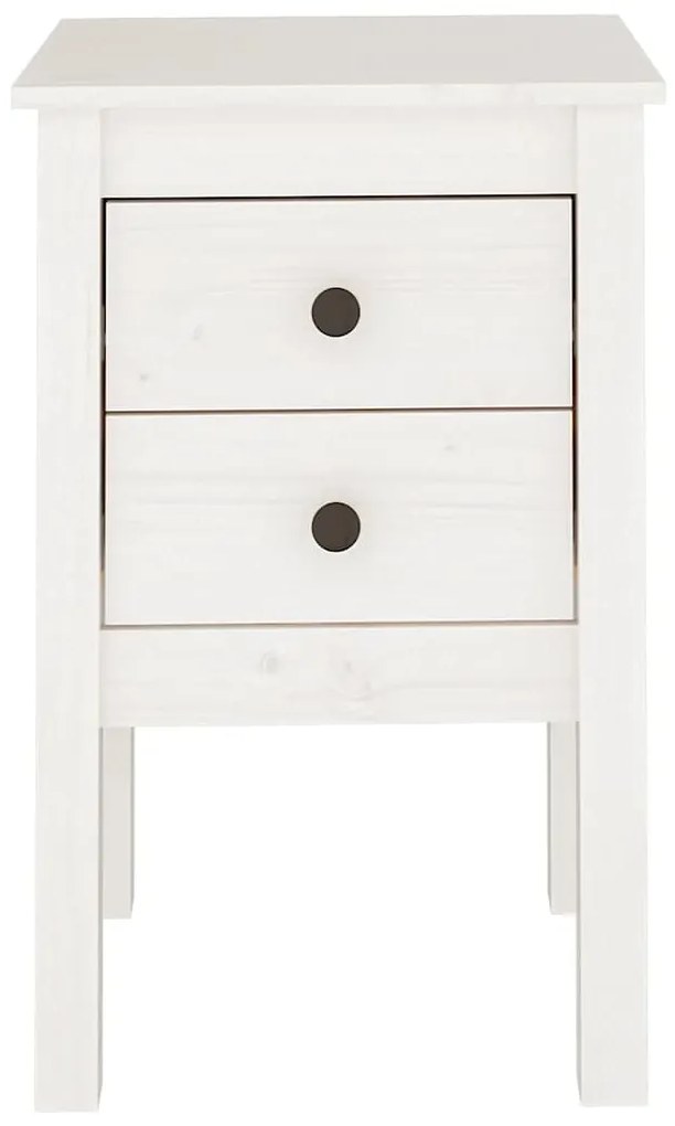 vidaXL Κομοδίνα 2 τεμ. Λευκό 40 x 35 x 61,5 εκ. από Μασίφ Ξύλο Πεύκου