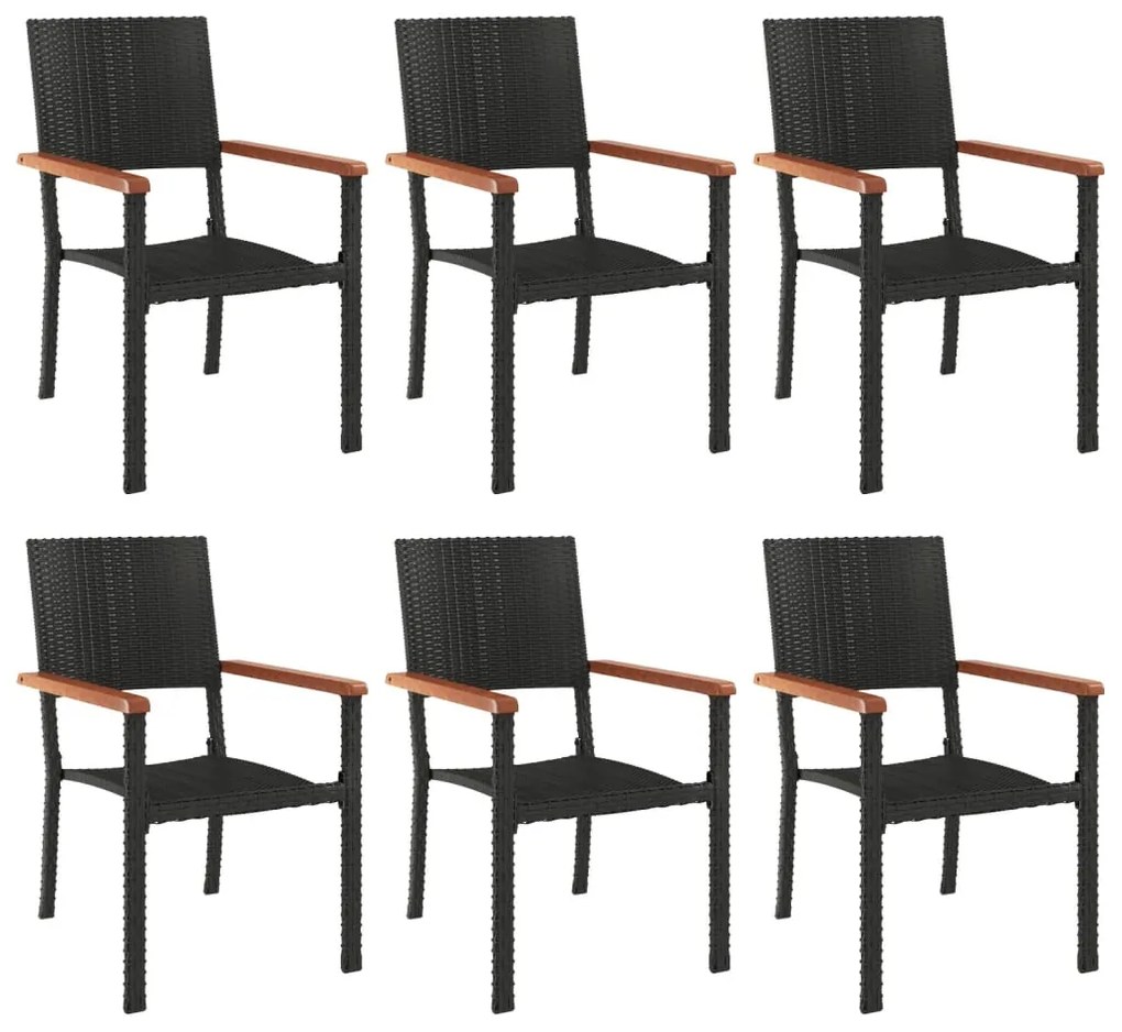 vidaXL Σετ Τραπεζαρίας Κήπου 7 Τεμαχίων Μαύρο από Συνθετικό Ρατάν