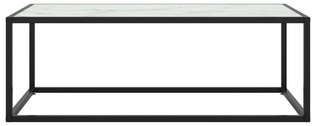 vidaXL Τραπεζάκι Σαλονιού Μαύρο 100x50x35 εκ. Λευκό Γυαλί Όψη Μαρμάρου
