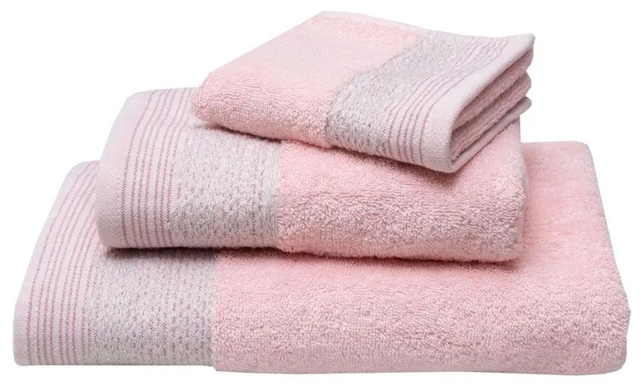 Πετσέτα Σετ Με Κορδέλα 3τμχ Des. Karla 1.Blush Pink Anna Riska Towels Set 100% Βαμβάκι