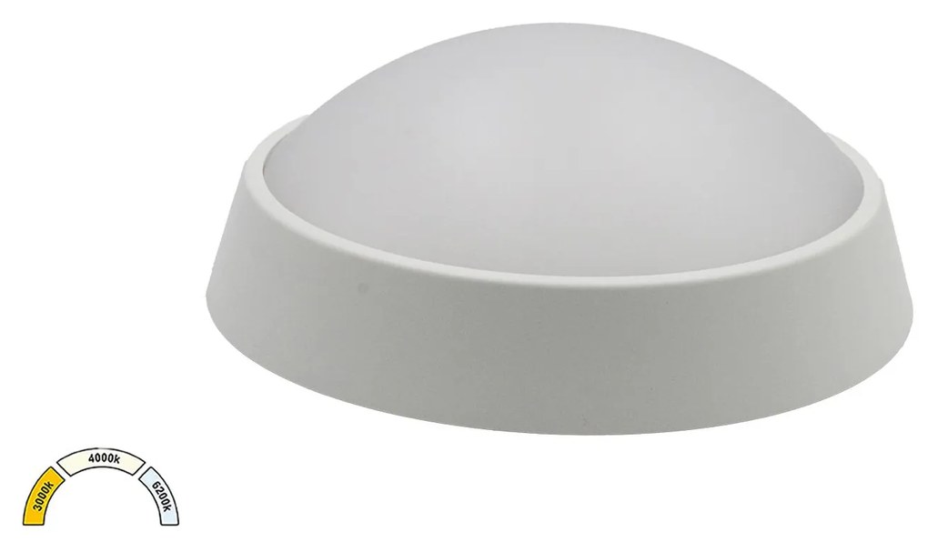 Adeleq Πλαφονιέρα LED PC Στρογγυλή Φ180mm 15W CCT IP65 Λευκή 21-1801508