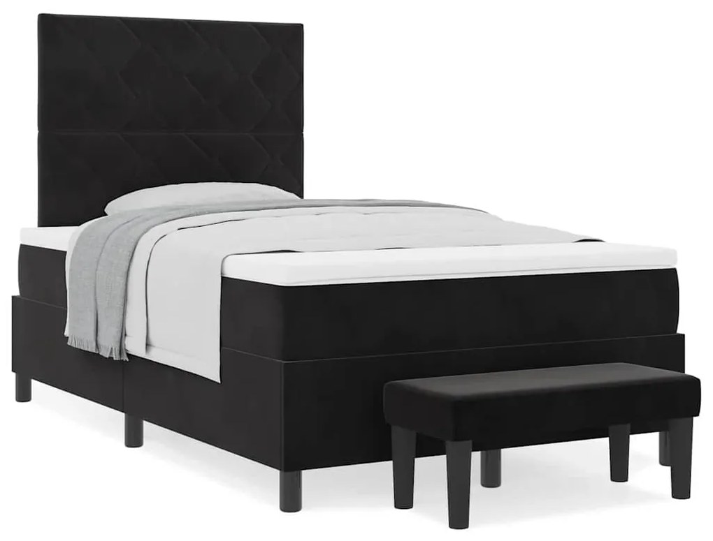 vidaXL Κρεβάτι με ελατήρια με στρώμα Μαύρο 120 x 200 cm Βελούδο