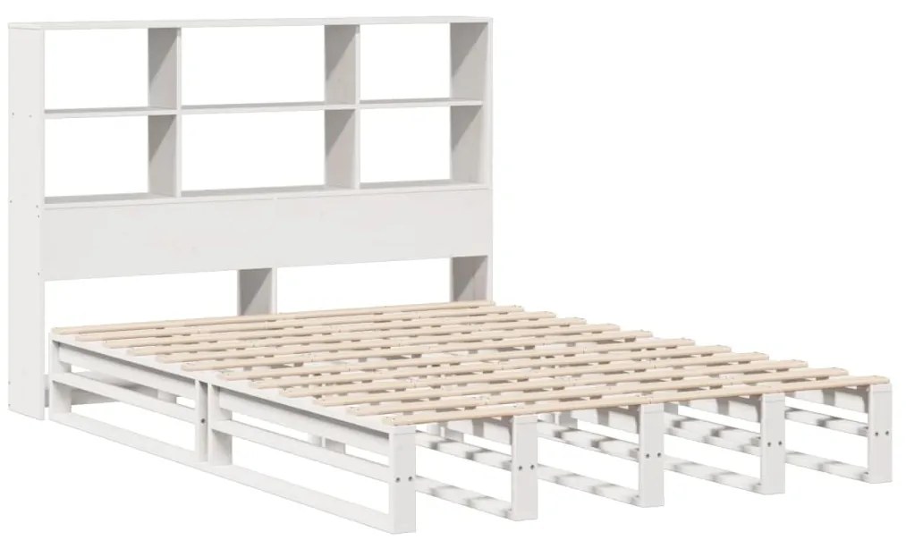 vidaXL Κρεβάτι Βιβλιοθήκη Χωρίς Στρώμα Λευκό 120x200 εκ Μασίφ Πεύκο