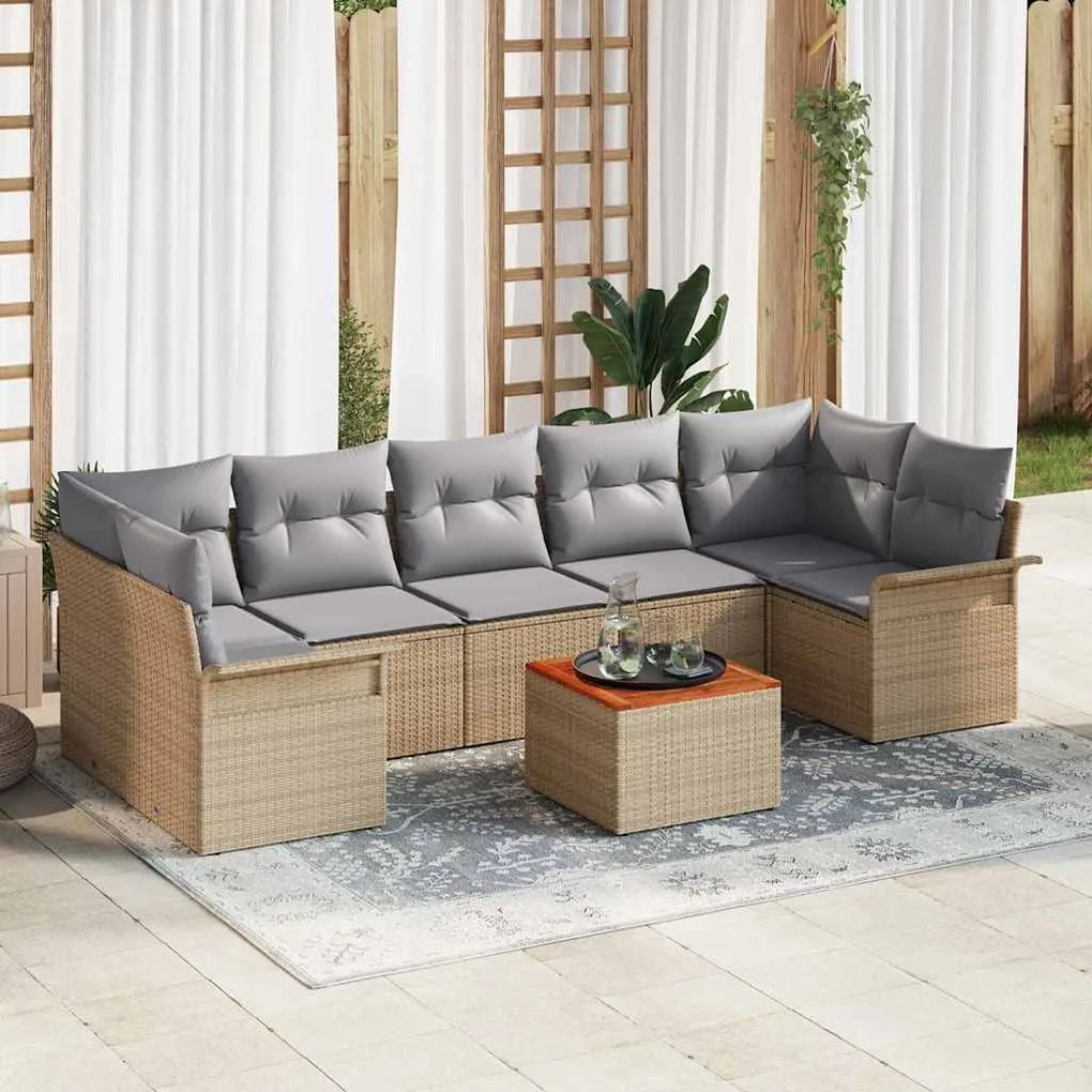 vidaXL Σετ Καναπέ Κήπου 8 pcs Μπεζ, Ανοιχτό Γκρι 55 x 55 x 37 εκ