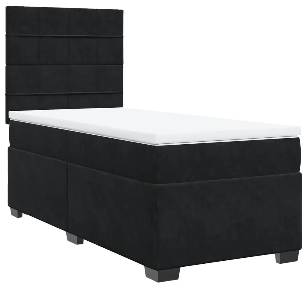 vidaXL Κρεβάτι Boxspring με Στρώμα Μαύρο 100x200 εκ. Βελούδινο