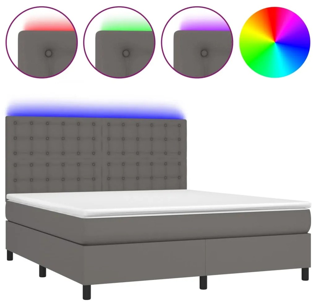 ΚΡΕΒΑΤΙ BOXSPRING ΜΕ ΣΤΡΩΜΑ &amp; LED ΓΚΡΙ 180X200 ΕΚ. ΣΥΝΘ. ΔΕΡΜΑ 3135961