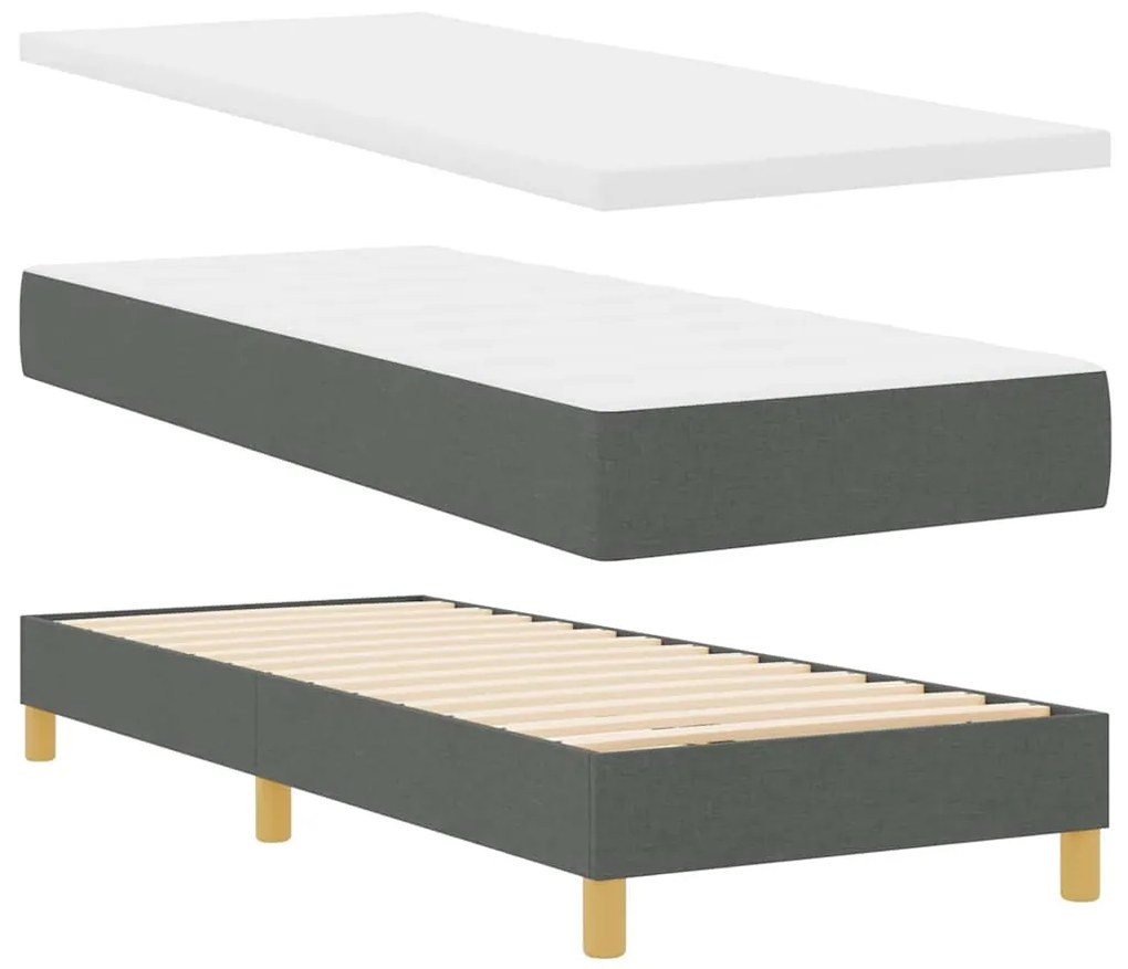 vidaXL Κρεβάτι box spring με στρώμα Σκούρο γκρι 80 x 200 cm ύφασμα
